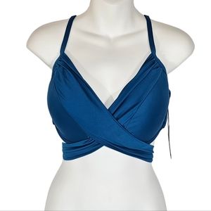 La Blanca Teal Front Wrap Bikini Top Size 14 Swimwear